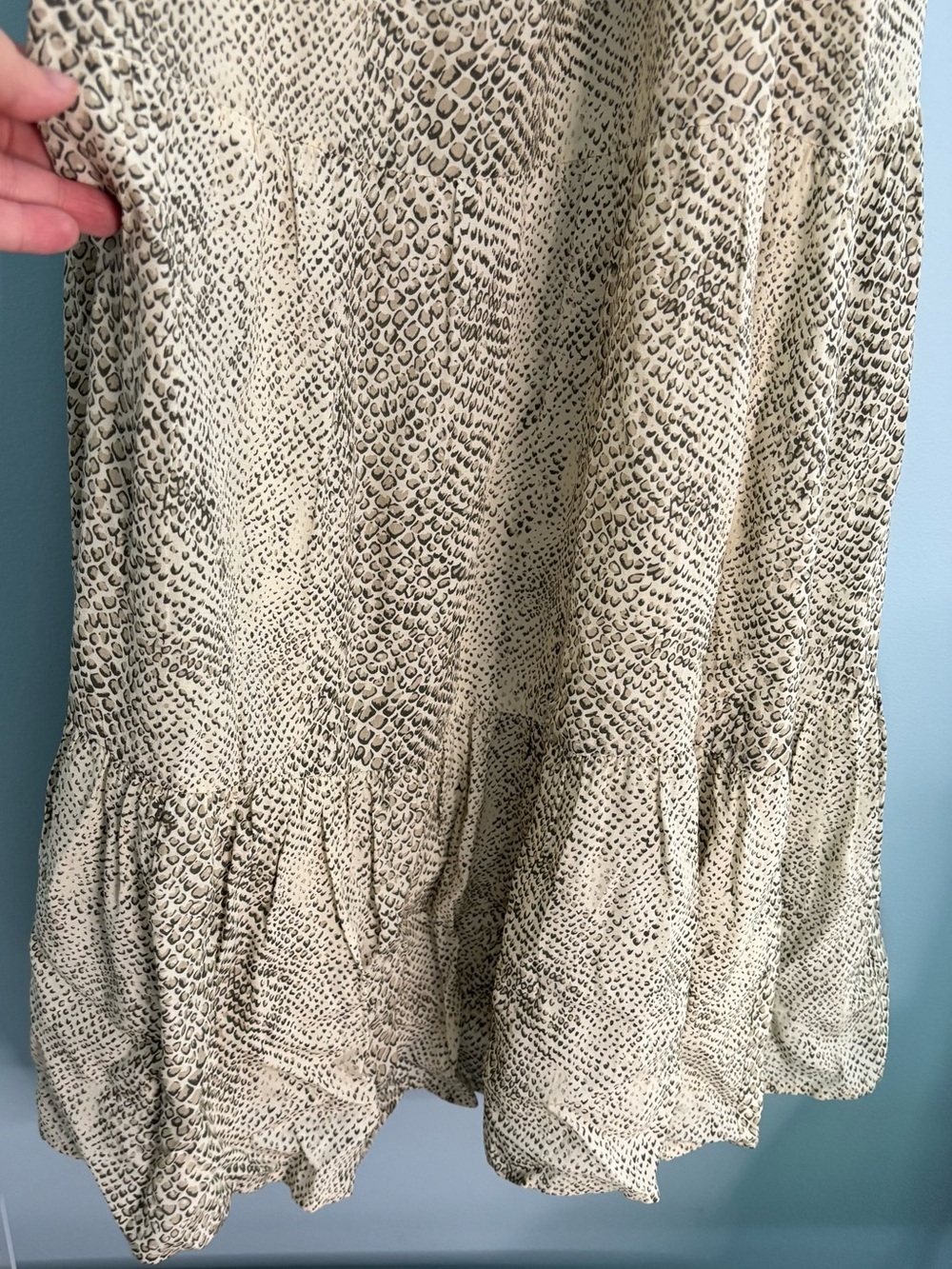 Rails Adora Midi Dress in Cream Snakeskin Sleeveless Spaghetti Strap Size Medium - Picture 9 of 12